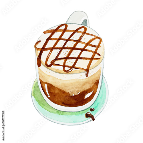Watercolor caramel macchiato