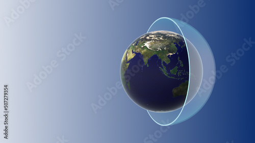 Earth atmosphere with ozone layer photo