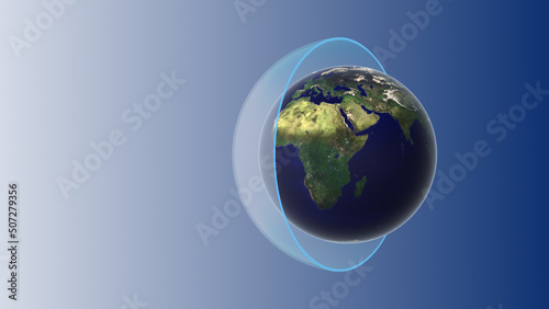 Earth atmosphere with ozone layer photo