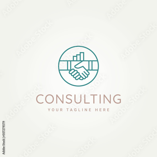 minimalist business consulting logo template vector illustration design. simple deals handshake accounting financial symbol logo concept