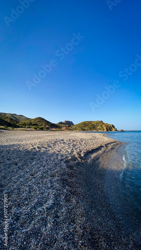 El sombrerico beach in Almeria. Beach in the Mediterranean sea.