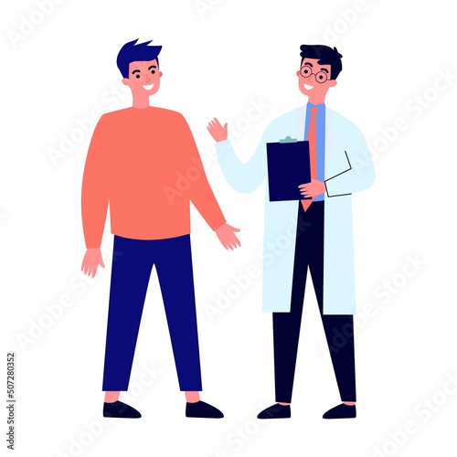 Adult male at doctor consultation. People visiting medical practitioner for examination in hospital, health concept