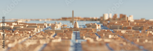 Washington DC 3D miniature city skyline in United States. 3D rendering.