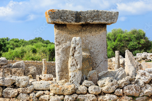 Taula del poblado talayotico de Trepucó, yacimiento prehistórico en la isla de Menorca (Islas Baleares, España) photo