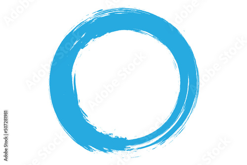 Circle brush stroke vector isolated on white background. Blue enso zen circle brush stroke. For stamp, seal, ink and paintbrush design template. Grunge hand drawn circle shape, vector illustration