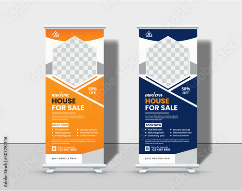 modern home rent roll up banner template premium vector