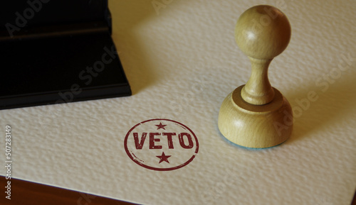 Veto stamp and stamping - opposition and refuse concept