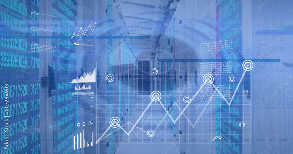 Obraz premium Image of data processing over server room
