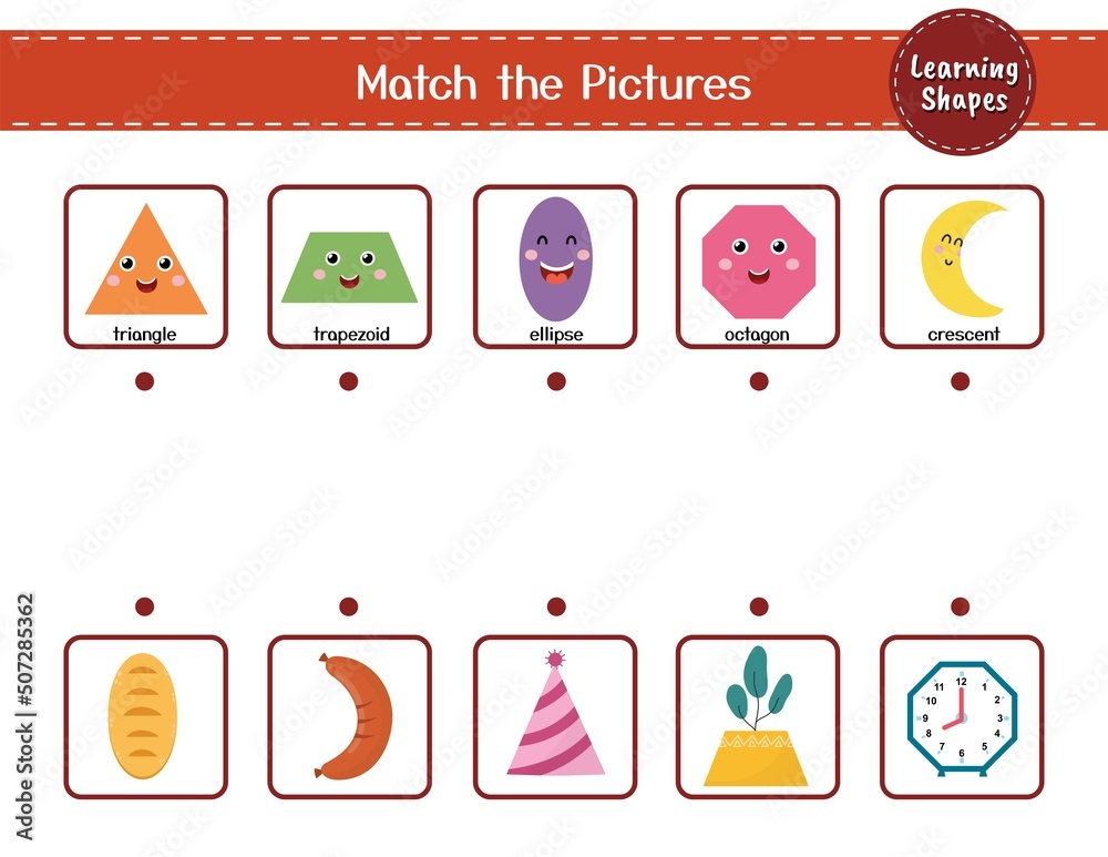 Vetor de Shapes matching game for kids. Activity page for school and ...