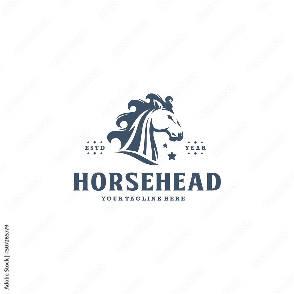 Fototapeta premium Horse Stallion Canter Head Logo Design Vector