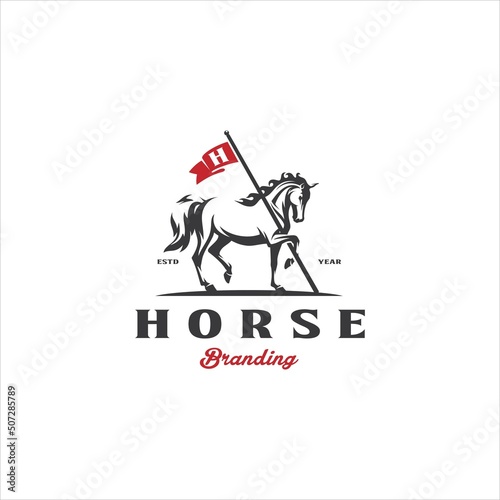 Horse Stallion Canter Logo Design Vector Image