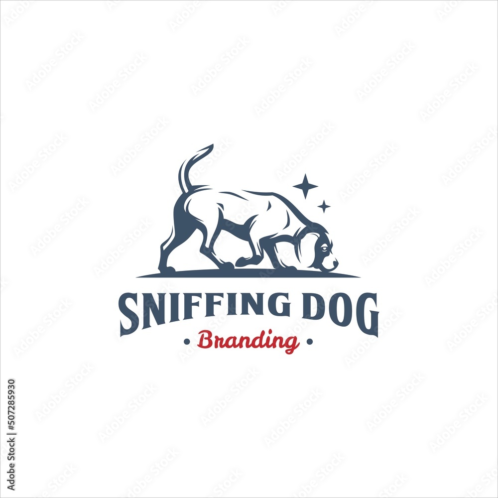 Dog Puppy Pet Sniffing Logo Design Vector Image