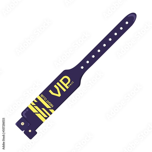 Bracelet for VIP entrance vector illustration. Colorful plastic wristbands for hand, party, festival or hotel admission isolated on white