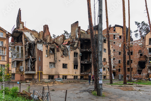 Terror attack. Ukraine, russia war. Irpen. Irpin after russian invaders. - 05.18.2022 IRPIN. UKRAINE photo