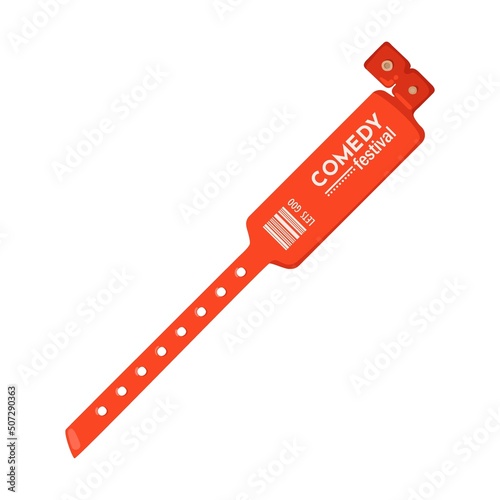 Bracelet for event entrance vector illustration. Colorful plastic wristbands for hand, party, festival or hotel admission isolated on white