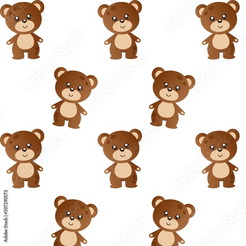 Vector childish pattern with cute bears.