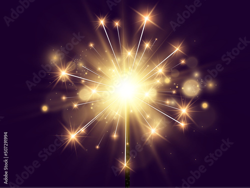 Vector illustration of sparklers on a transparent background.  