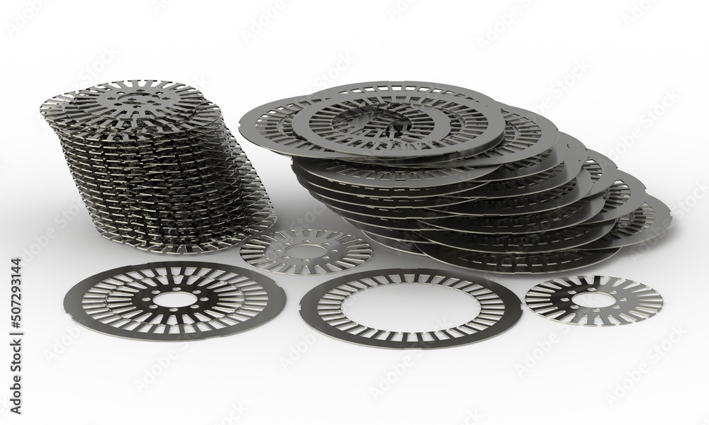 sheets used on motor stator and rotor manufacturing process Stock Illustration