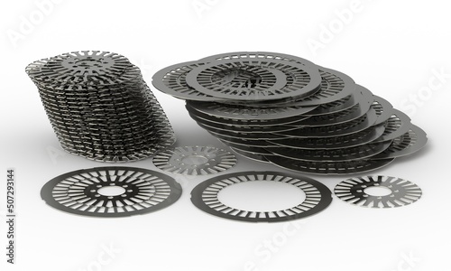 Obraz na plátne Electromagnetic sheets used on motor stator and rotor manufacturing process
