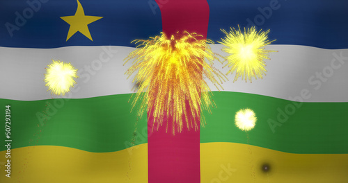 Image of confetti over flag of central african republic