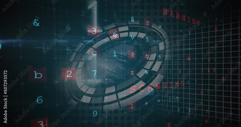 Image of digital data processing over dark background Image of digital data processing over dark background