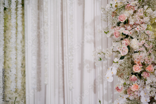 wedding backdrop, wedding flower decoration, rose wall, colorful background, fresh rose, bunch of flower 