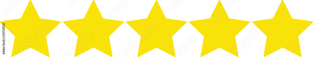 Star icon. Vector yellow isolated five stars. Customer feedback concept. Vector 5 stars rating review. Quality shape design. Star icon. Vector yellow isolated five stars. Customer feedback concept. Vector 5 stars rating review. Quality shape design.