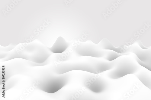 Minimalist elegant grey gradient wave on white background. Wavy silk flow 3d rendering © themefire