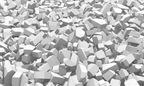 Pile of shattered white stone pieces