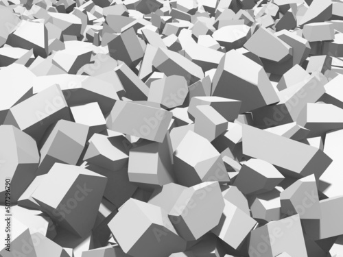 Pile of shattered white stone pieces