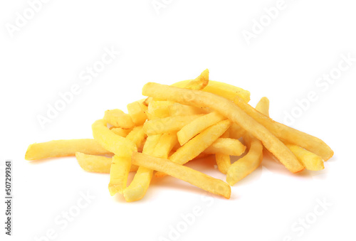 Potato fries isolated on white background with clipping path