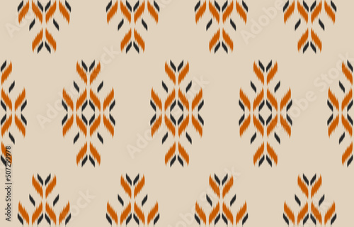 Ethnic Ikat seamless pattern in tribal. Fabric Indian style. Design for background, wallpaper, illustration, fabric, clothing, carpet, textile, batik, embroidery.