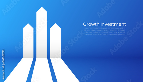 Modern business arrow up increase target growth investment background design. Web template banner  infographic  landing page  social media.