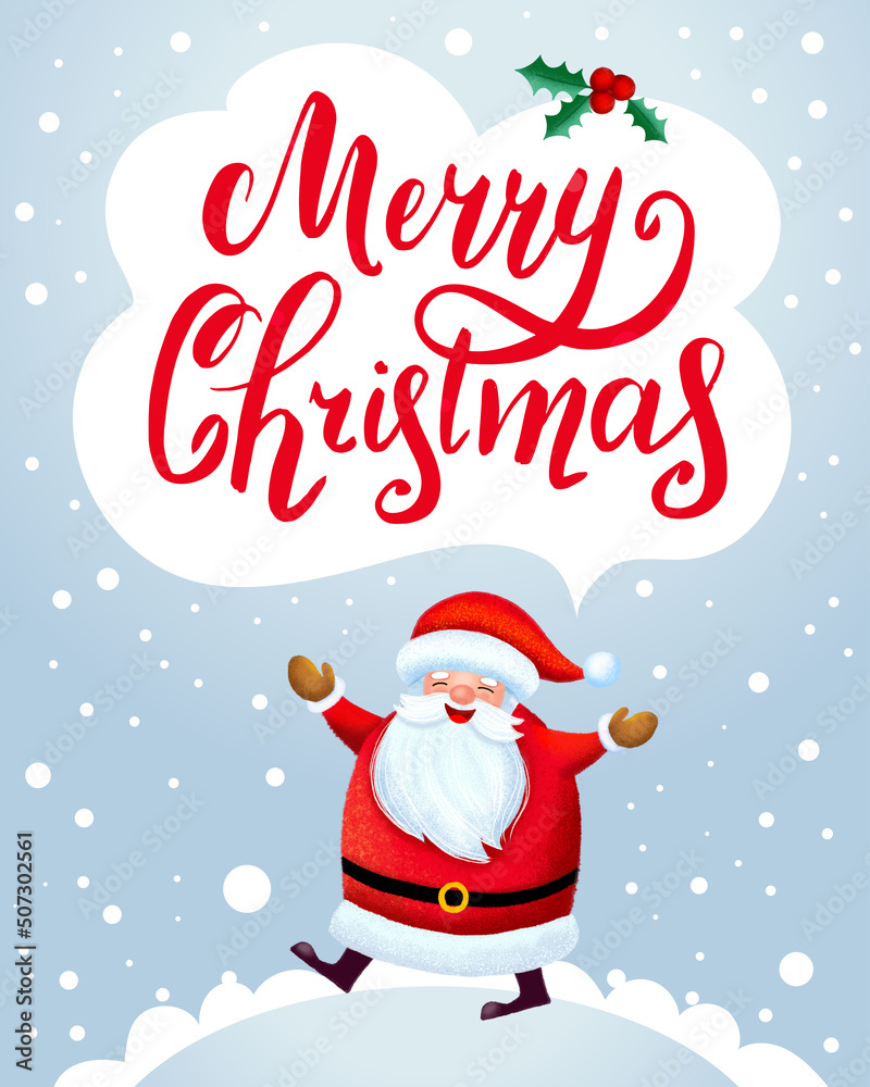 template for congratulations on christmas and new year in cartoon style. funny santa claus. lettering template for congratulations on christmas and new year in cartoon style. funny santa claus. lettering