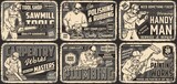 Manual workers monochrome posters set