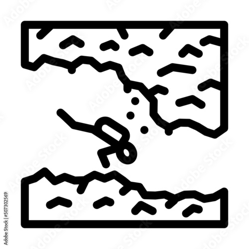 diving in rocks and caves line icon vector. diving in rocks and caves sign. isolated contour symbol black illustration