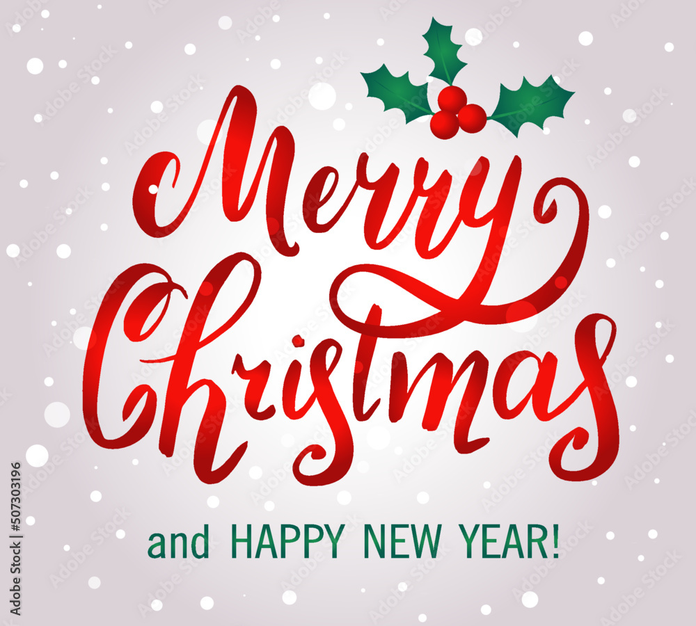 template for merry christmas and new year greetings. vector illustration. lettering