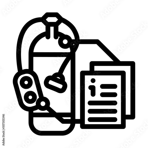 scuba diving instruction line icon vector. scuba diving instruction sign. isolated contour symbol black illustration