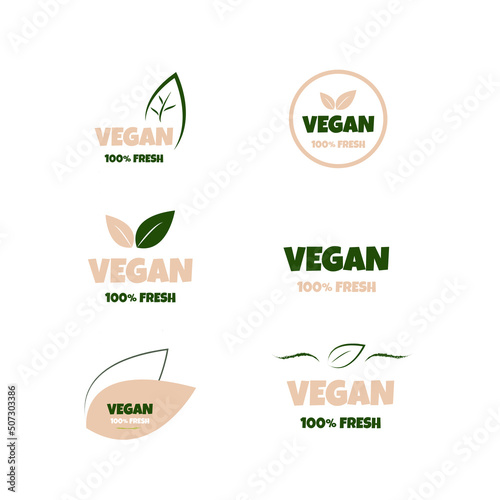 Eco, bio, organic and natural products sticker, label, badge and logo.
Ecology icon. Logo template with green leaves for organic and eco
friendly products. Vector illustration