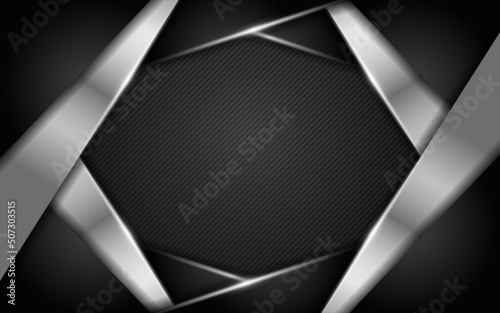 Modern black background combination with silver line glowing