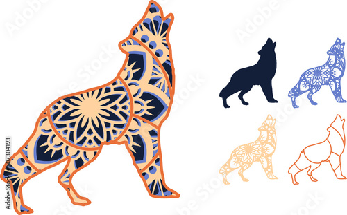 Design -mandala consists of 4 layers. Great for laser cutting machines.   Cut each layer and glue together with glue. . You can change the color and size of the design.
