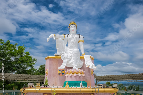 View point  Khao Matsee   Chumphon Province  beautiful sea view.There is a large Guan Yin Goddess   