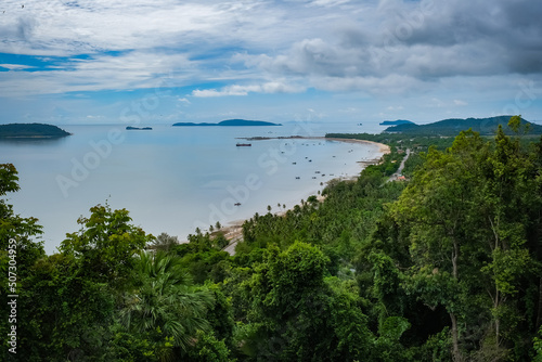 View point  Khao Matsee   Chumphon Province  beautiful sea view.There is a large Guan Yin Goddess   