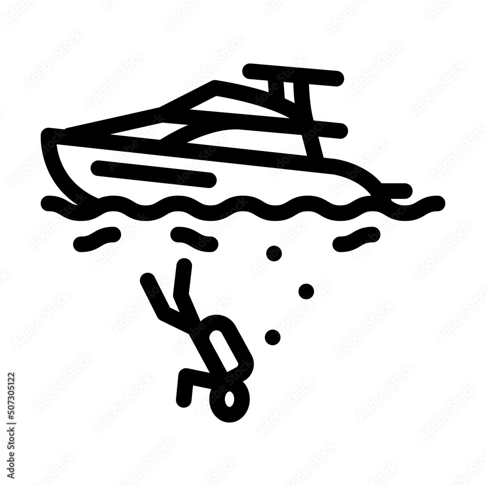 yacht diver line icon vector. yacht diver sign. isolated contour symbol black illustration yacht diver line icon vector. yacht diver sign. isolated contour symbol black illustration