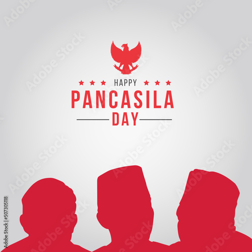 Happy Pancasila Day with Symbol Garuda and the Founders Father of Ideology Indonesia. Vector Illustration photo