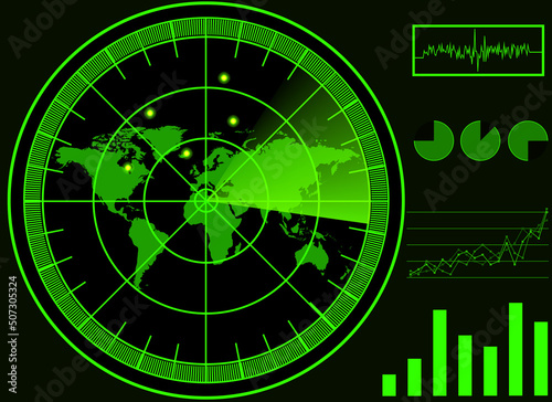 Green radar digital vector