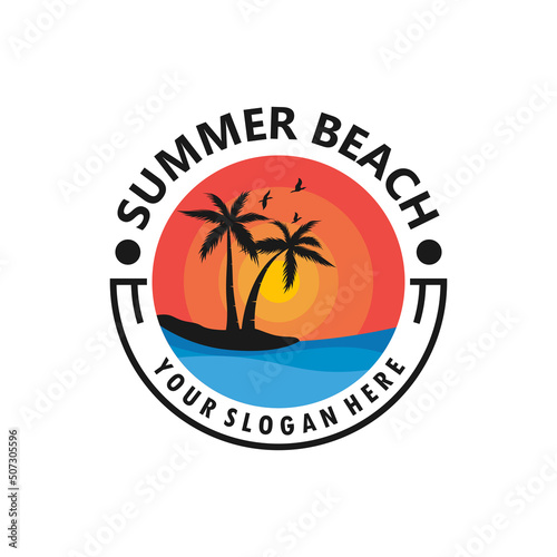 summer beach logo vector illustration