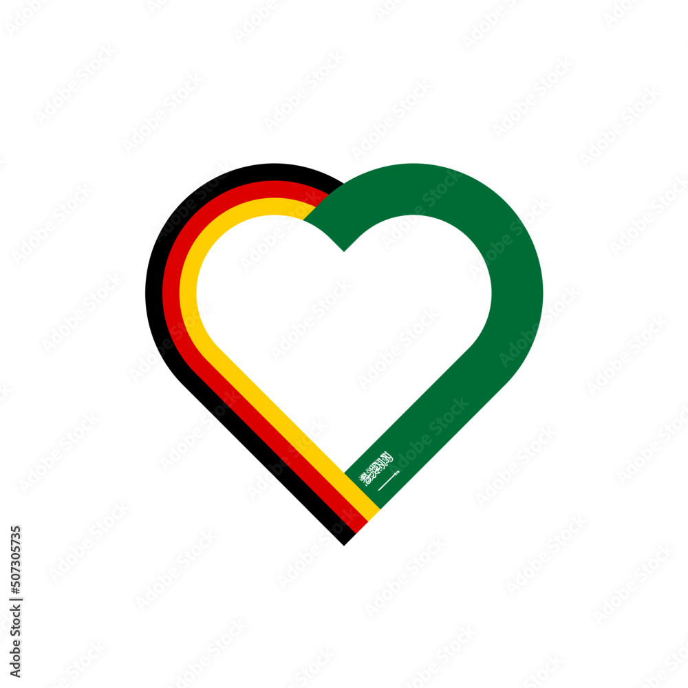 unity concept. heart ribbon icon of germany and saudi arabia flags. vector illustration isolated on white background unity concept. heart ribbon icon of germany and saudi arabia flags. vector illustration isolated on white background