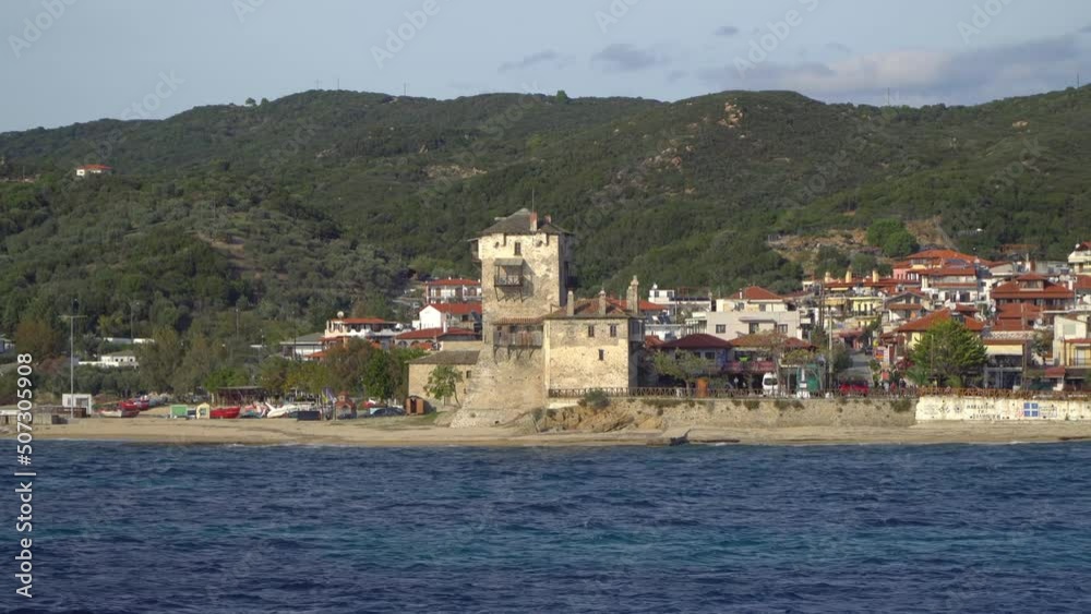 Ouranoupolis tower in Chalkidiki, Mount Athos Ouranoupolis tower in Chalkidiki, Mount Athos