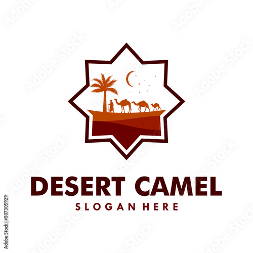 desert camel logo design template